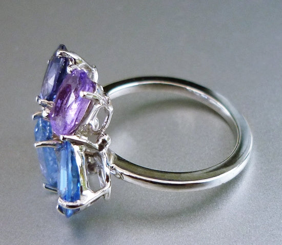 5.76CT CERTIFIED UNIQUE 100% NATURAL MULTI-COLOUR SAPPHIRE SOLID PLATINUM RING $6250