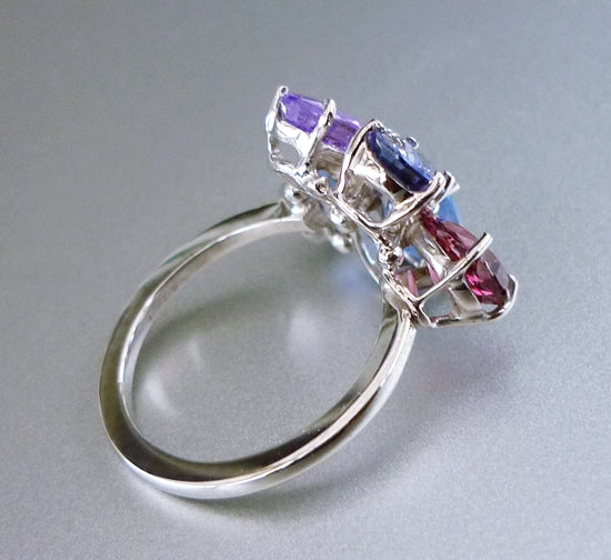 5.76CT CERTIFIED UNIQUE 100% NATURAL MULTI-COLOUR SAPPHIRE SOLID PLATINUM RING $6250