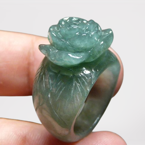 44.55CT UNTREATED GREEN A GRADE JADEITE RING