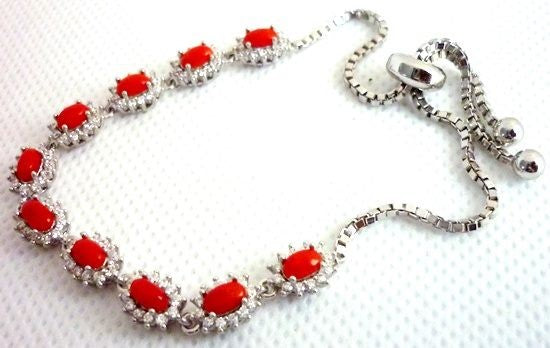 47.35CT GORGEOUS NATURAL RED CORAL 925 SILVER BRACELET