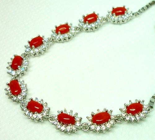 47.35CT GORGEOUS NATURAL RED CORAL 925 SILVER BRACELET