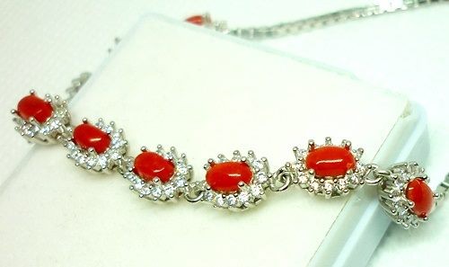 47.35CT GORGEOUS NATURAL RED CORAL 925 SILVER BRACELET