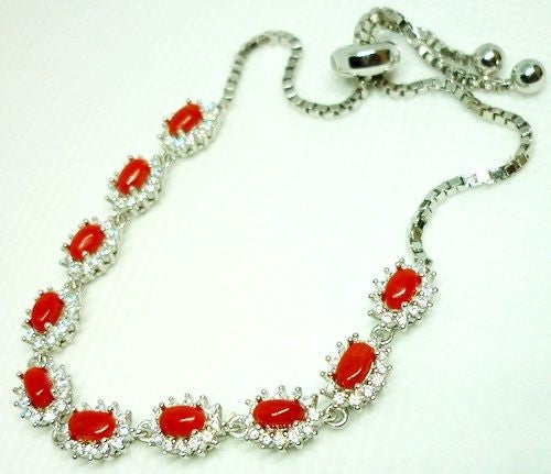 47.35CT GORGEOUS NATURAL RED CORAL 925 SILVER BRACELET