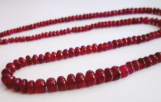 48.80CT UNHEATED BLOOD RED RONDELLE RUBY BEADS STRAND 15INCHES