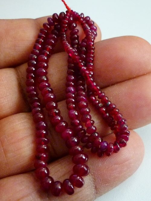 48.80CT UNHEATED BLOOD RED RONDELLE RUBY BEADS STRAND 15INCHES