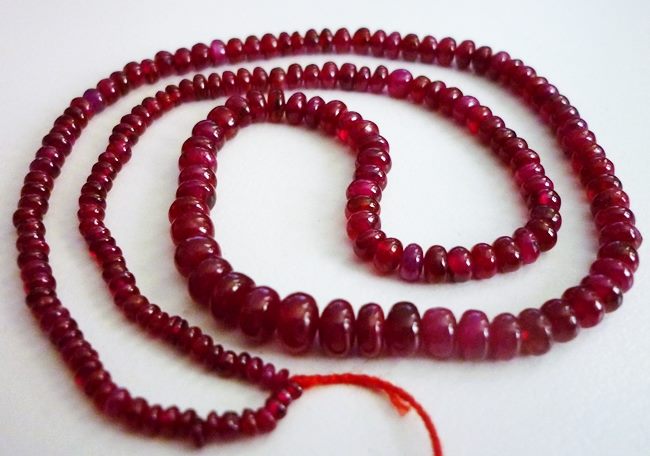 48.80CT UNHEATED BLOOD RED RONDELLE RUBY BEADS STRAND 15INCHES