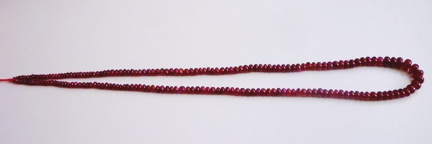 48.80CT UNHEATED BLOOD RED RONDELLE RUBY BEADS STRAND 15INCHES