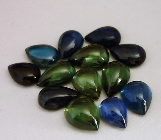 5.70CT GLOWING PEAR CAB GREEN BLUE SAPPHIRE LOT