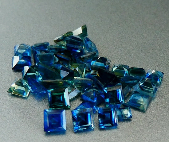 6.36CT EXCELLENT PRINCESS/SQUARE CUT 100% NATURAL GREEN BLUE SAPPHIRE LOT