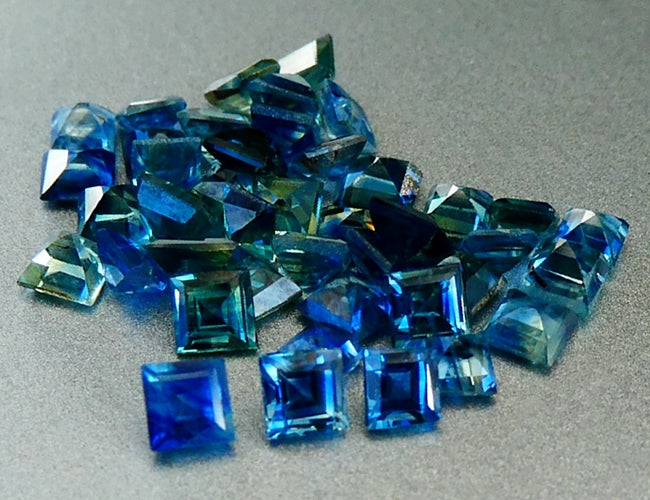 6.36CT EXCELLENT PRINCESS/SQUARE CUT 100% NATURAL GREEN BLUE SAPPHIRE LOT