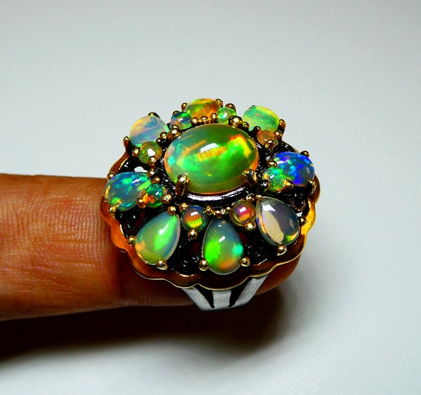 76.00CT EXCELLENT HUGE 100% NATURAL OPAL 925 STERLING SILVER RING