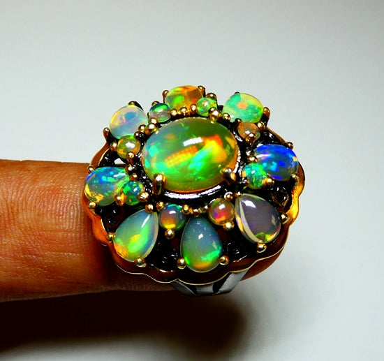 76.00CT EXCELLENT HUGE 100% NATURAL OPAL 925 STERLING SILVER RING