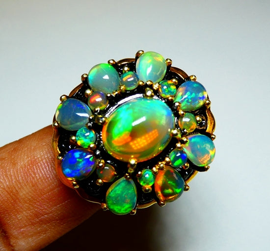 76.00CT EXCELLENT HUGE 100% NATURAL OPAL 925 STERLING SILVER RING