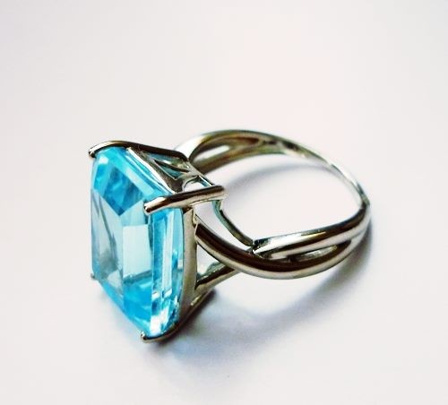 8.54CT HUGE BLUE TOPAZ 10K SOLID WHITE GOLD RING