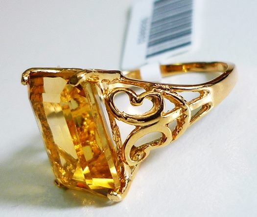 8.67CT GORGEOUS YELLOW CITRINE 10K SOLID YELLOW GOLD RING