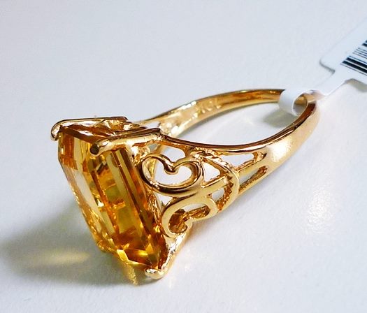 8.67CT GORGEOUS YELLOW CITRINE 10K SOLID YELLOW GOLD RING