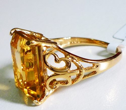 8.67CT GORGEOUS YELLOW CITRINE 10K SOLID YELLOW GOLD RING