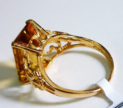 8.67CT GORGEOUS YELLOW CITRINE 10K SOLID YELLOW GOLD RING