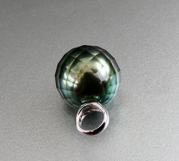 10.6MM GENUINE SOUTH SEA CUSTOM TAHITIAN PEARL 14K SOLID WHITE GOLD PENDANT