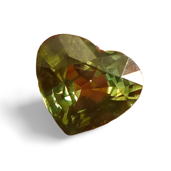 0.93CT UNHEATED HEART CUT BLUE GREEN SAPPHIRE