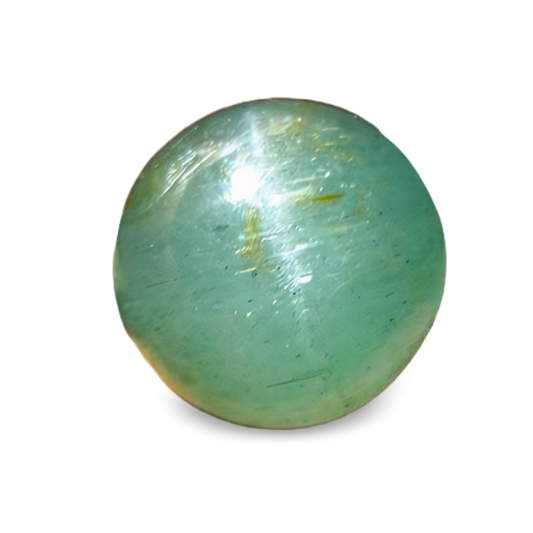 12.51CT RARE NATURAL ROUND BLUE AQUAMARINE CAT'S EYE