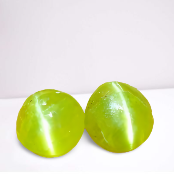 0.80CT RARE YELLOW GREEN CHRYSOBERYL CAT'S EYE PAIR