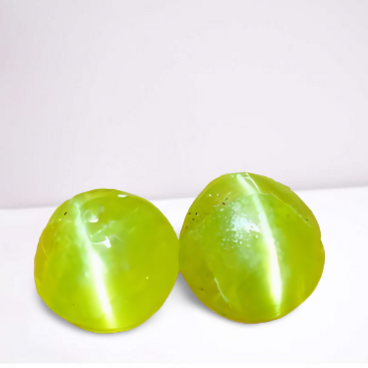 0.80CT RARE YELLOW GREEN CHRYSOBERYL CAT'S EYE PAIR